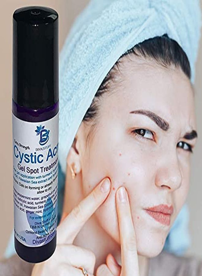 Cystic Acne Spot Treatment, Roller Ball, Overnight Results - For Mild To Severe Acne With Salicylic Acid, Hawaiian Sea Extract, Hyaluronic Acid, Lactic Acid & Turmeric - Made In The Usa