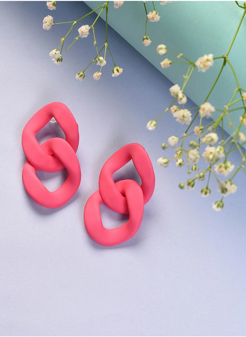 سوهي Pink Contemporary Drop Earrings