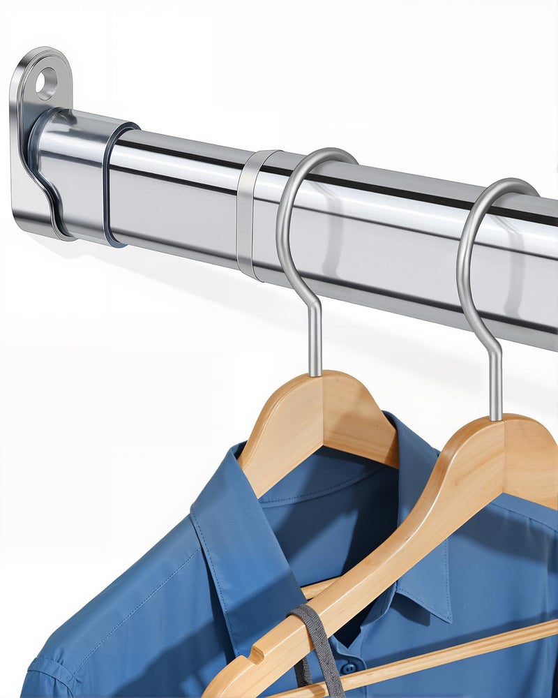FOTRIC Heavy Duty Oval Closet Rod for Hanging Clothes, 17.7-29.5 Inch Adjustable Closet Rods, Premium Chrome - Image 1
