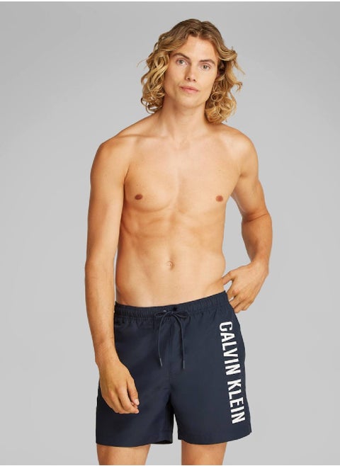 Men's Medium Drawstring Swim Shorts - Intense Power - Polyester, Blue