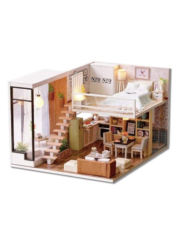 DIY Miniature Dollhouse Kit, Wooden Dollhouse, Creative Room, Mini Handmade, Wooden Doll House, with Music Movement, Assemble Villa Model Toy, Gift for Kids Teens Adults - Image 1