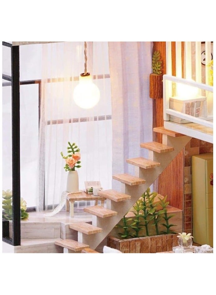 DIY Miniature Dollhouse Kit, Wooden Dollhouse, Creative Room, Mini Handmade, Wooden Doll House, with Music Movement, Assemble Villa Model Toy, Gift for Kids Teens Adults - Image 3