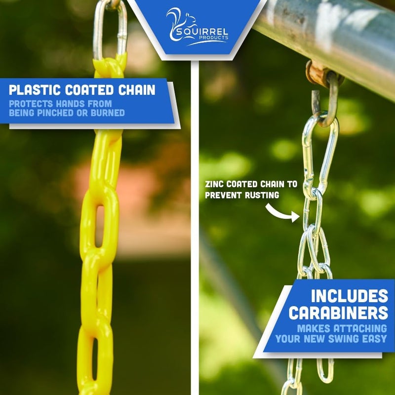 Squirrel Products 2 Pack Heavy Duty Strap Swing Seat - Swing Set Strap Swing Seat Replacement with Plastic Coated Chain for Easy Install - Green - Image 4