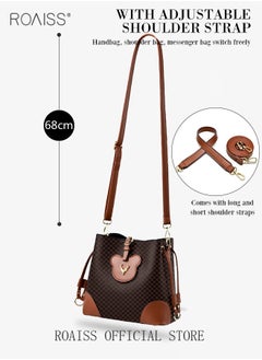 roaiss Bucket Bag New Fashion Color Contrast Portable Large Capacity Retro Shoulder Messenger Bag  - Image 4