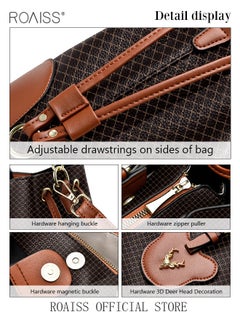 roaiss Bucket Bag New Fashion Color Contrast Portable Large Capacity Retro Shoulder Messenger Bag  - Image 5