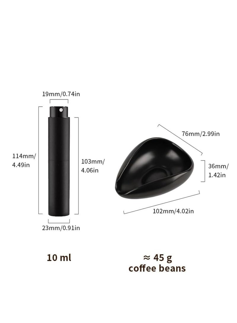 Oasisgalore Bright Black Coffee Bean Dosing Cup & Spray Bottle Kit, Espresso Bar Accessories, Ceramic Dosing Tray for Coffee/Tea.  - Image 2