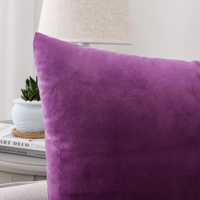 NiNi ALL Decorative Throw Pillow Covers Pack of 2, Velvet Throw Pillow Cases for Couch Pillows Cover Bedroom Living Room Outdoor, Pillow Covers 18x18 Inch Purple - Image 3