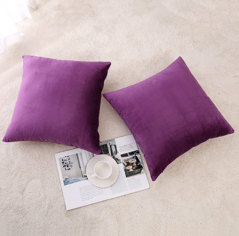 NiNi ALL Decorative Throw Pillow Covers Pack of 2, Velvet Throw Pillow Cases for Couch Pillows Cover Bedroom Living Room Outdoor, Pillow Covers 18x18 Inch Purple - Image 2