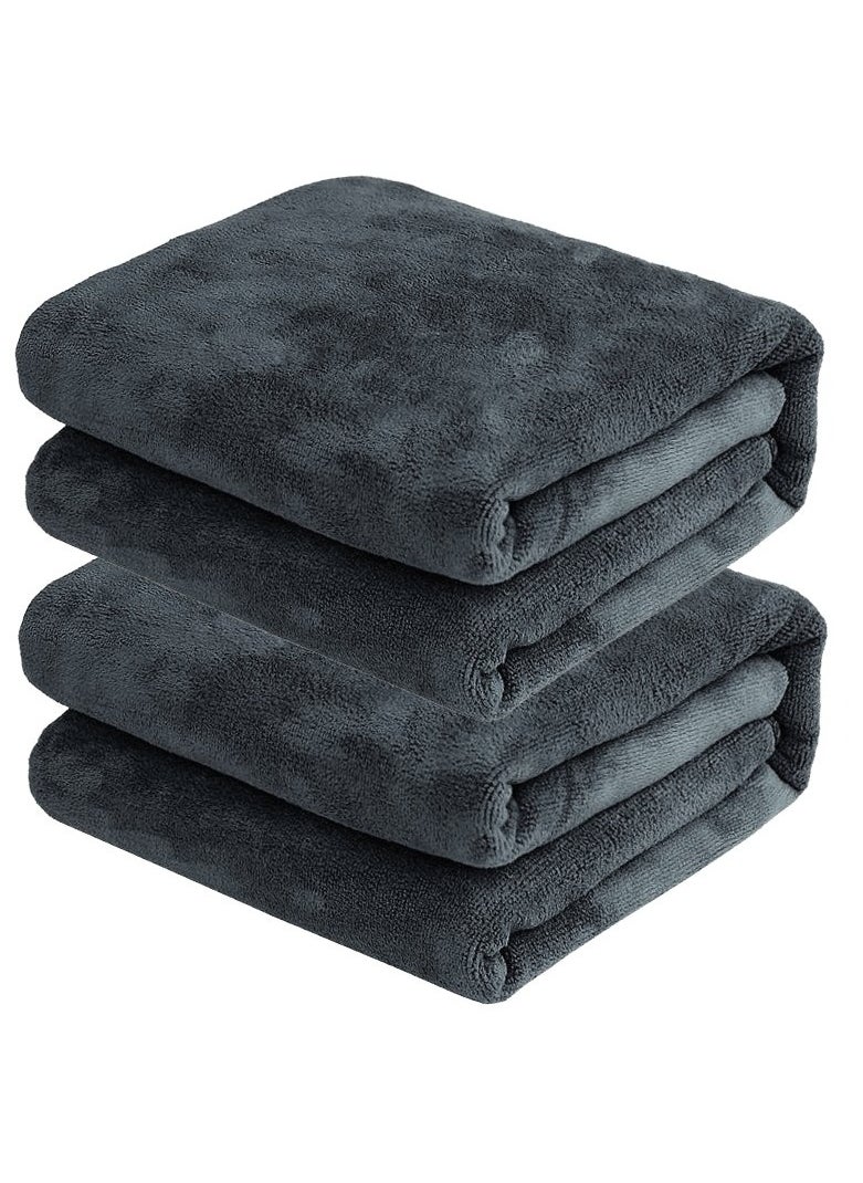 Fabienne 2-Piece Microfiber Bath Sheet Grey 80x160cm Soft and Durable Microfiber Beach Towel Super Absorbent and Fast Drying Microfiber Bath Towel Large for Sports, Travel, Beach, Fitness and Yoga  - Image 1
