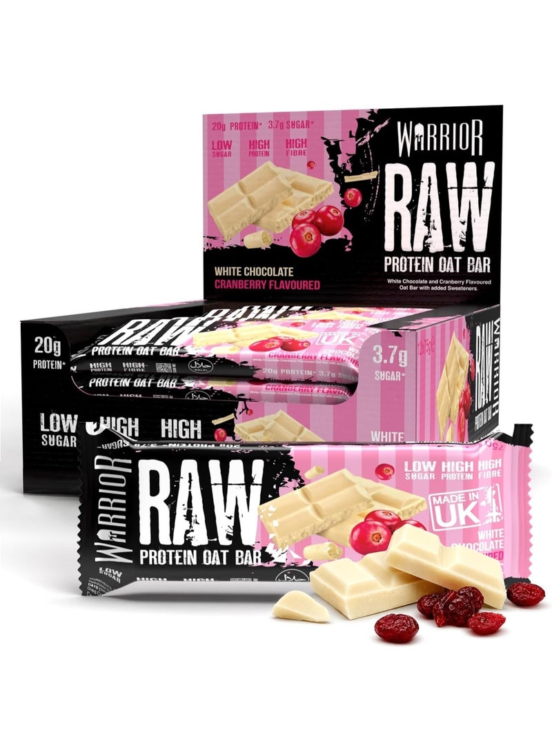 Warrior Raw Protein Flapjack White Chocolate Cranberry 12 x 75g - Image 1