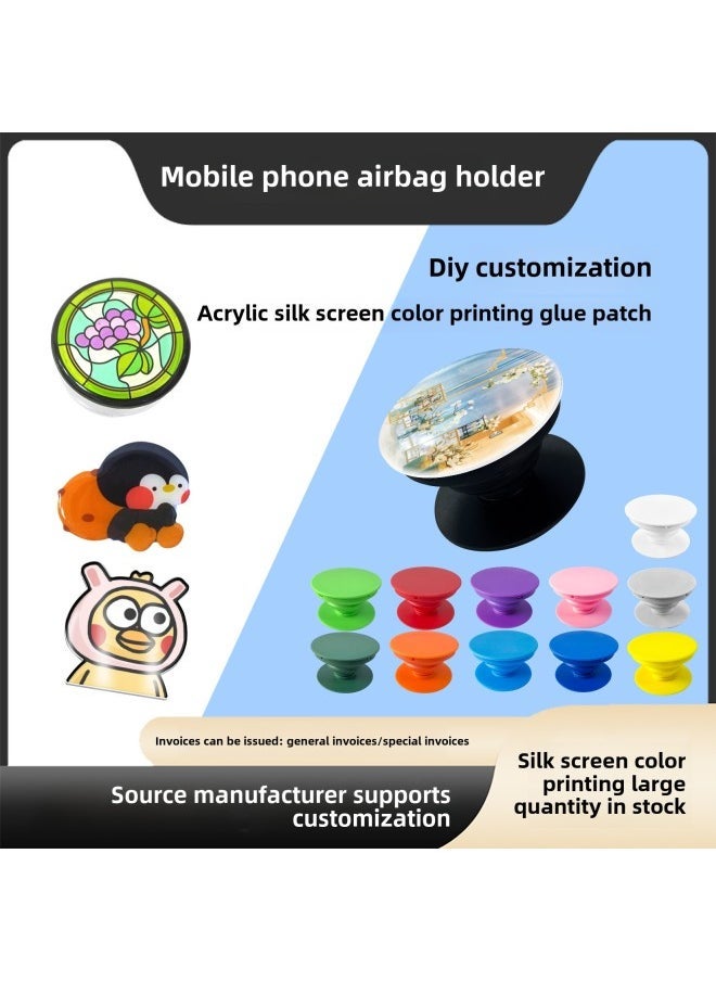 Generic - Cartoon Airbag Bracket Special-shaped Acrylic Printing Custom Desktop Lazy Telescopic Painted Epoxy Airbag Bracket-Color:Round Plane-Black (Environmentally Friendly Material)-Style:Bare Bracket (with Foam Glue At The Bottom) - Image 1