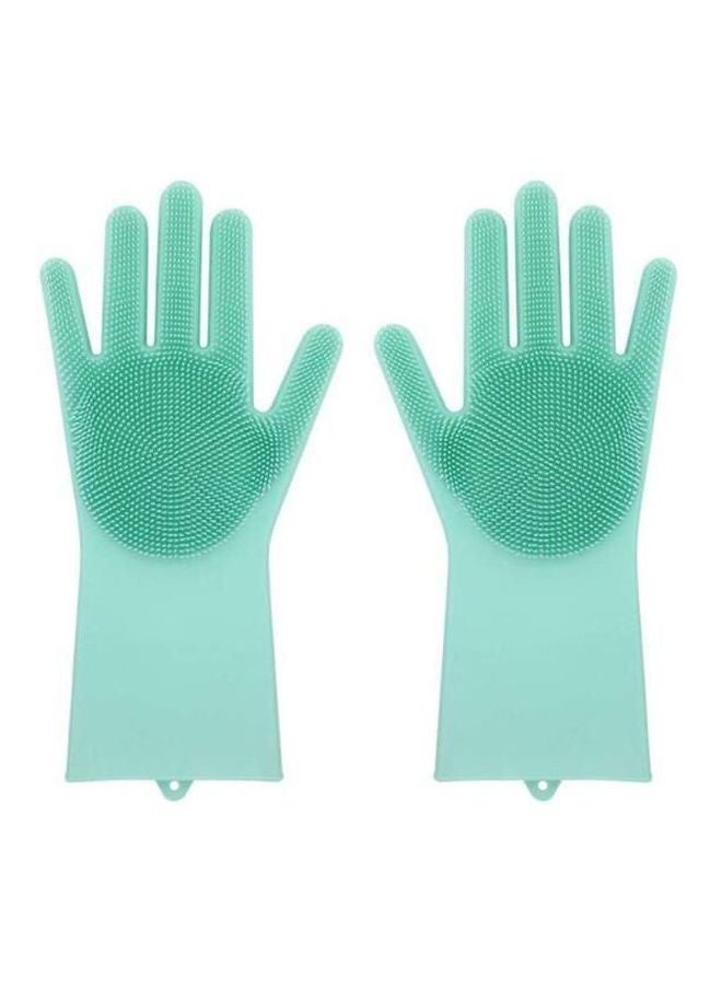 2-Piece Dishwashing Gloves Green 32.5 x 11.5centimeter