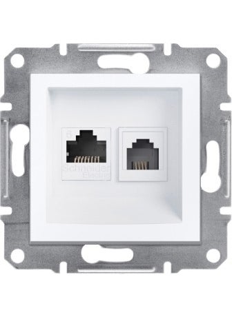 Schneider Electric Sch Asfora White RJ1XRJ45 Cat6 Utp Without Frame 