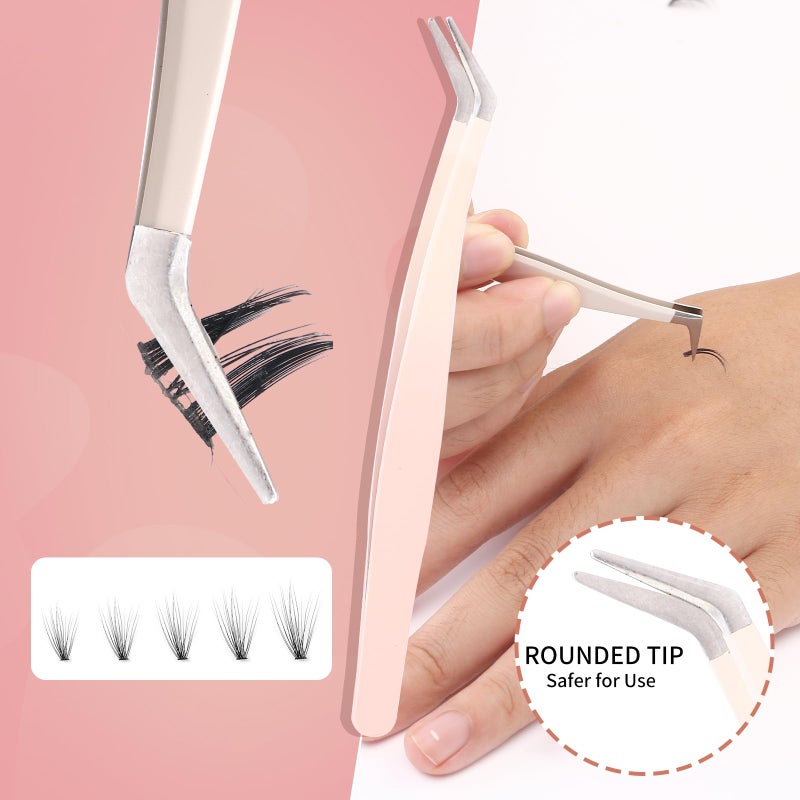 Rnodoilkfly 5 Pcs Lash Extension Tweezers, Lash Tweezers for Eyelash Extension, Straight and Curved Eyelash Tweezers, For Professional Eyelash Extension Artists, Girls, Women, Beginners - Image 3