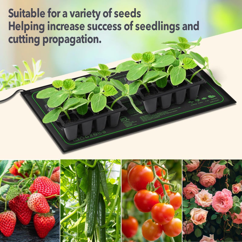 Ruyyi Seedling Heat Mat with ETL Listed,Warm Hydroponic Heating Pad for Indoor Seed Starting,Brewing and Greenhouses,Durable Waterproof Germination Station Heat Mat (1 Pack-20"x10"-Heat Mat) - Image 2