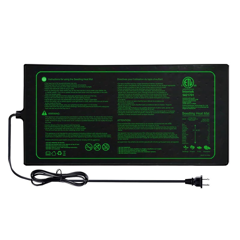 Ruyyi Seedling Heat Mat with ETL Listed,Warm Hydroponic Heating Pad for Indoor Seed Starting,Brewing and Greenhouses,Durable Waterproof Germination Station Heat Mat (1 Pack-20"x10"-Heat Mat) - Image 1