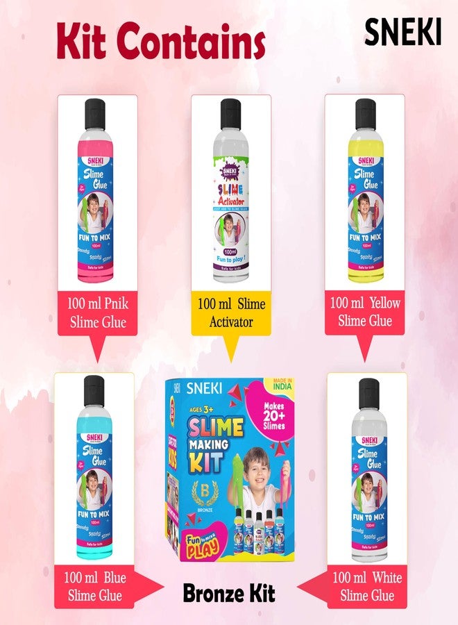SNEKI DIY Make 20+ Slime Multicolor Scented DIY Magic Toy Slime Activator Glue Gel Jelly Putty Making kit Set Toy for Boys Girls Kids Slime Activator Making Kit 4 Colored Glue 1 Activator - Image 2