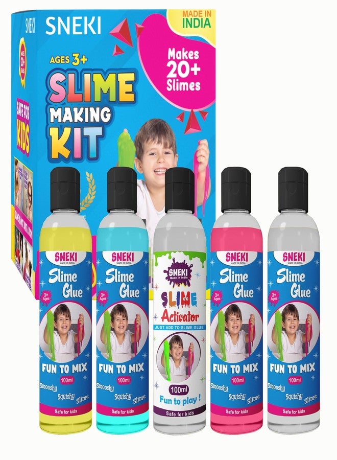 SNEKI DIY Make 20+ Slime Multicolor Scented DIY Magic Toy Slime Activator Glue Gel Jelly Putty Making kit Set Toy for Boys Girls Kids Slime Activator Making Kit 4 Colored Glue 1 Activator - Image 1