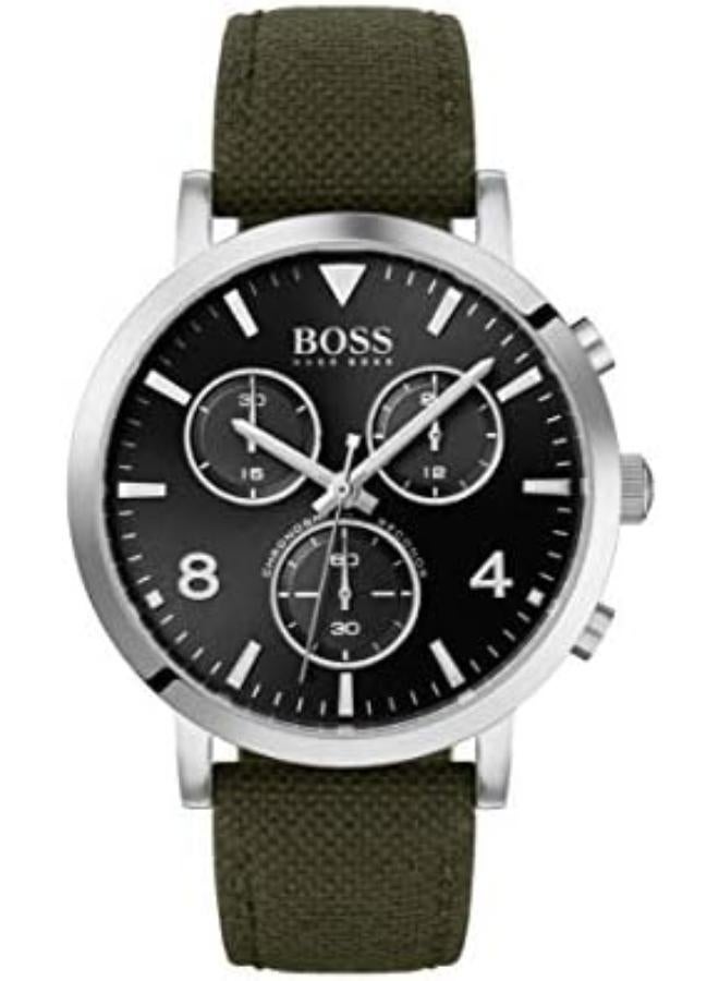 بوس ساعة هيوغو بوس فيسادا بمينا رمادي وسوار نايلون أخضر للرجال - 1513692 - Image 1