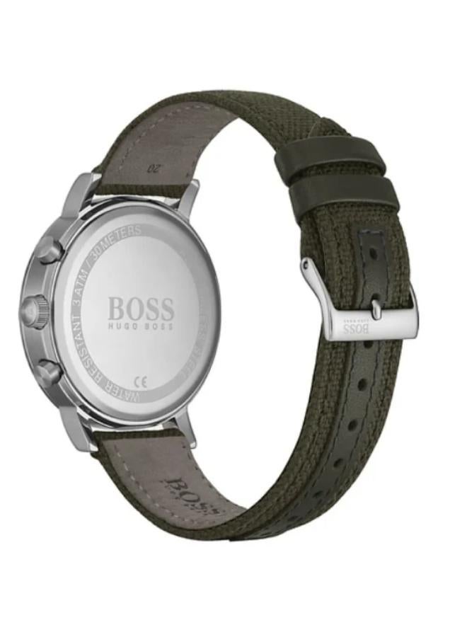 بوس ساعة هيوغو بوس فيسادا بمينا رمادي وسوار نايلون أخضر للرجال - 1513692 - Image 3