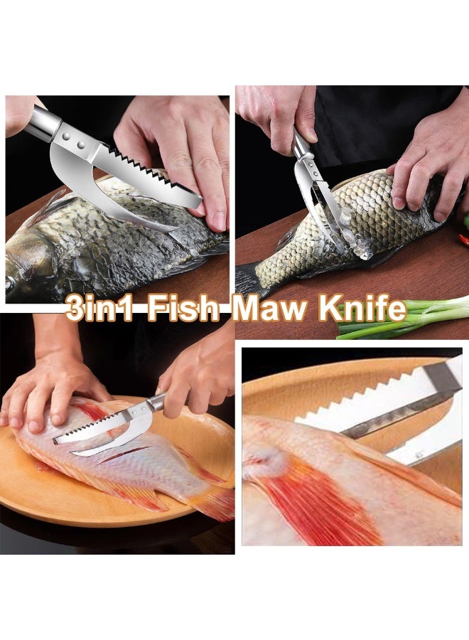 Stainless Steel Fish Maw Knife,3 In 1 Fish Maw Knife, Multifunction Fish Scale Knife fish scale remover Household Kitchen Fish Scale Tool - Image 2