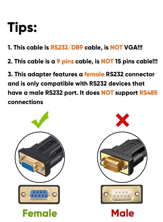 CableCreation USB to RS232 Adapter with PL2303 Chipset, USB 2.0 Male to RS232 Female DB9 Serial Converter Cable for Cashier Register, Modem, Scanner, Digital Cameras, CNC, 2 Meter - Image 3