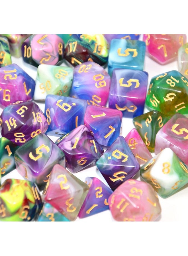 سمارت ديلز برو مجموعة من 5 قطع نرد متعددة السطوح مقاس 7 × 5 مع أكياس لألعاب الطاولة Dnd Rpg Mtg Dungeon And Dragons D4 D8 D10 D12 D20 (مجموعات مكونة من 4 ألوان) - Image 5