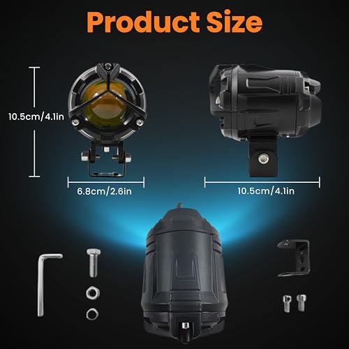 ELTRON TURBO 1 Year Warranty Big Size Imported Y Shape Style Beam DC Power 12V-24Volts 140Watts LED Fog Light Universal For All Motorcycles, Bikes, Cars Waterproof White & Yellow (Pack Of 2, Switch) - Image 4
