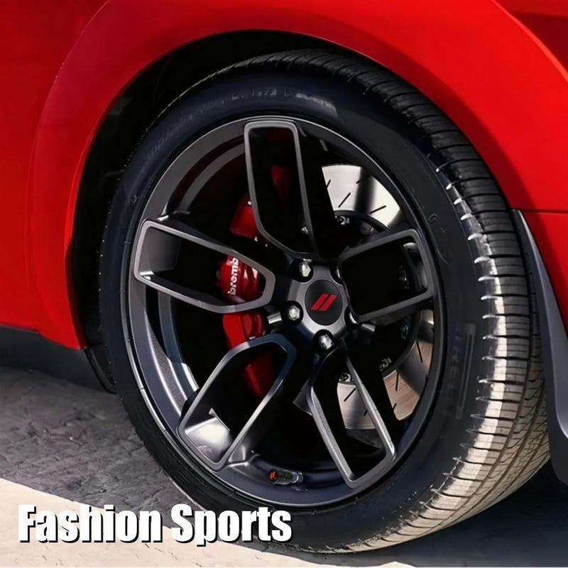 QOMAGO 4PCS Wheel Center caps with Same Pattern tire Valve caps Cover Original Vehicle Replacement 2.5in/63mm Compatible with Challenger Charger Durango Accessories and More (Black Red) - Image 5