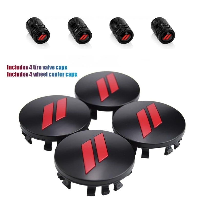 QOMAGO 4PCS Wheel Center caps with Same Pattern tire Valve caps Cover Original Vehicle Replacement 2.5in/63mm Compatible with Challenger Charger Durango Accessories and More (Black Red) - Image 4