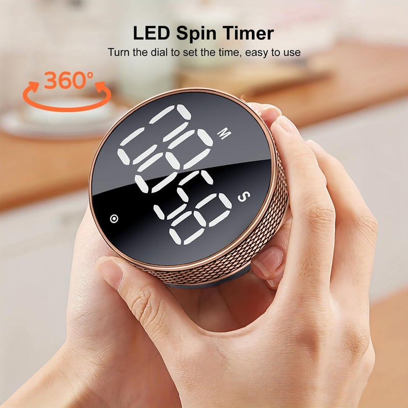 Blue Snail BlueSnail Kitchen Timer with LED Digital Display Smart Efficana for Home Classroom Gym Office, Volume and Brightness Adjustable Productivity Timer (Rose Gold) - Image 2