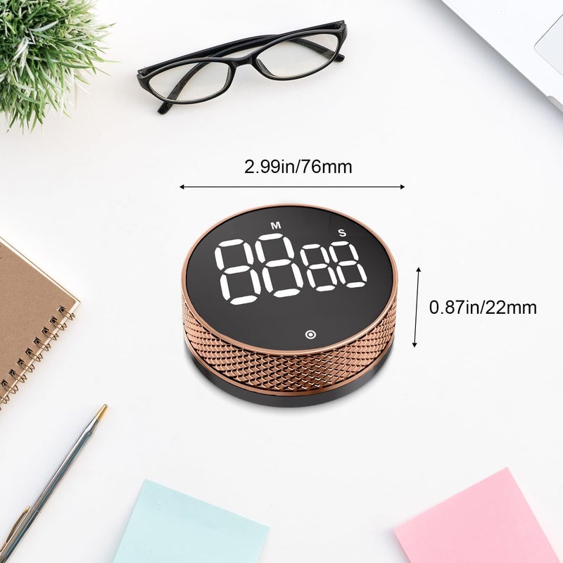 Blue Snail BlueSnail Kitchen Timer with LED Digital Display Smart Efficana for Home Classroom Gym Office, Volume and Brightness Adjustable Productivity Timer (Rose Gold) - Image 4
