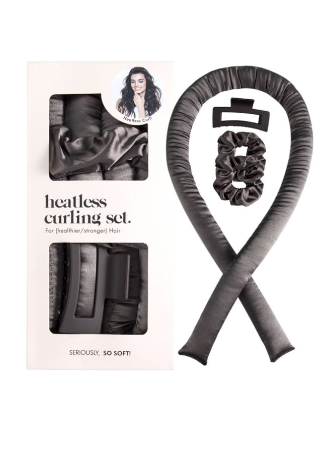QINGYAN Satin Heatless Curling Set-Hair Rollers for Heatless Curls | Overnight Heatless Hair Curlers to Sleep in | Curling Rod Headband for Short & Long Hair | Hair Wrap Curler Dark grey) - Image 5