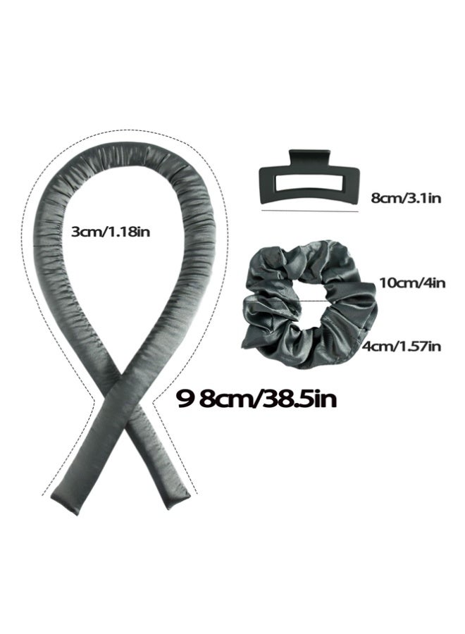QINGYAN Satin Heatless Curling Set-Hair Rollers for Heatless Curls | Overnight Heatless Hair Curlers to Sleep in | Curling Rod Headband for Short & Long Hair | Hair Wrap Curler Dark grey) - Image 3
