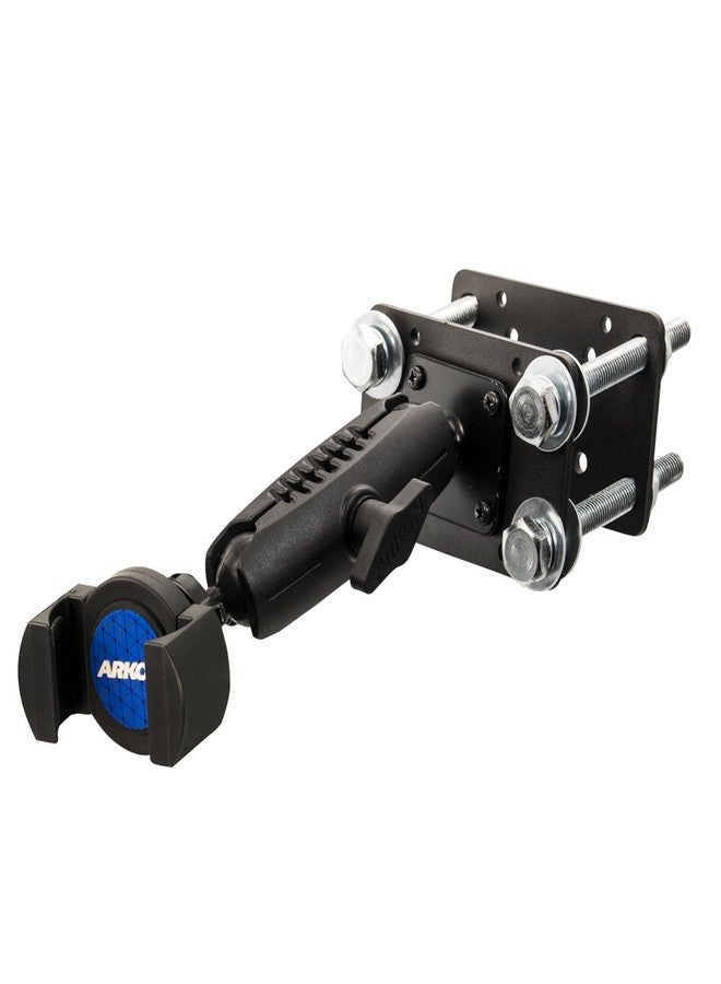ARKON Mounts RoadVise Forklift Front Guard Phone Mount | Holds Phones 4" Wide | Fits Forklift Pillars and Front Guards | Adjustable 3.75" Shaft | Phone Holder fits iPhone, Samsung, and More - Image 1
