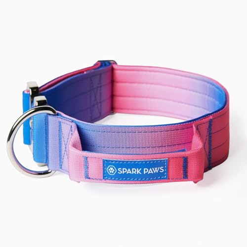 Spark Paws Tactical Dog Collar with Handle Premium Quality Collar Robust and Durable Design for Large Strong Breeds Pitbulls Labradors GSD Snow Cone M - Image 1