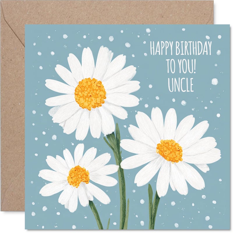 Stuff4 Uncle Birthday Card - Daisies - Happy Birthday Card for Uncle from Nephew Niece  5.7 Inch Fathers Day Greeting Cards - Image 1
