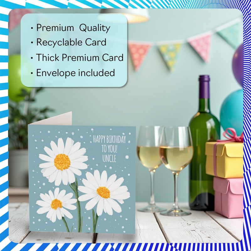 Stuff4 Uncle Birthday Card - Daisies - Happy Birthday Card for Uncle from Nephew Niece  5.7 Inch Fathers Day Greeting Cards - Image 3