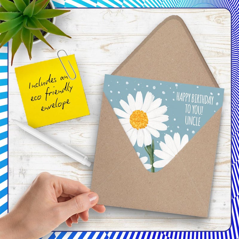 Stuff4 Uncle Birthday Card - Daisies - Happy Birthday Card for Uncle from Nephew Niece  5.7 Inch Fathers Day Greeting Cards - Image 5