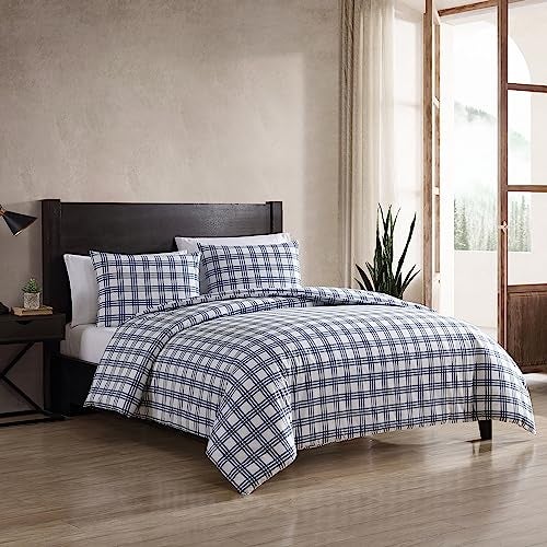 Eddie Bauer King Duvet Cover Set Cotton Bedding Set with Matching Shams Casual Home Dcor Basic Plaid Navy King - Image 3