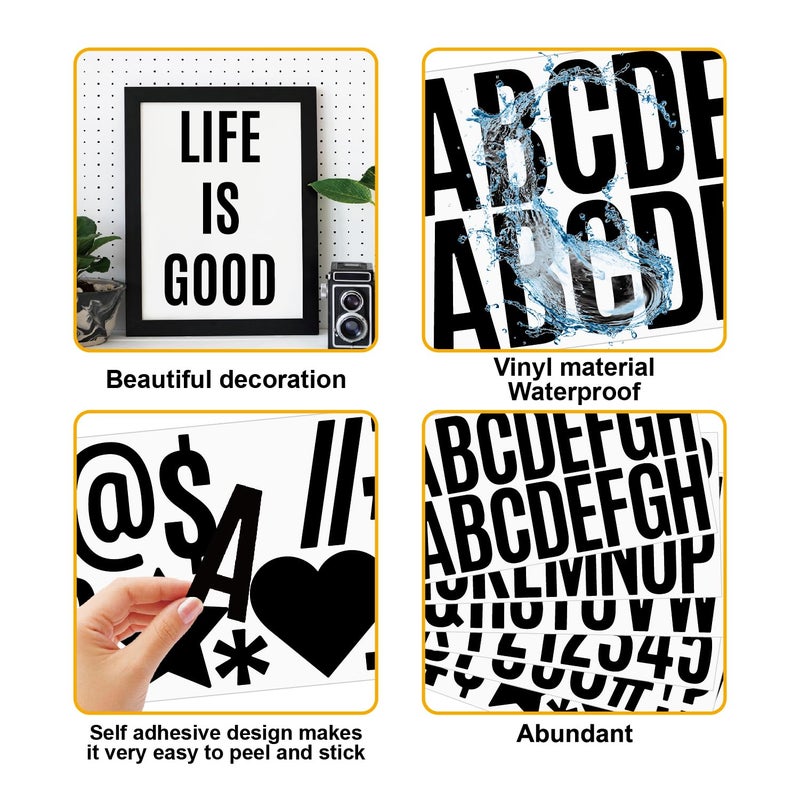AVERZELLA 24 Sheets Large Letter Stickers 2.5inch Black 400 Pieces 2.5 "" Alphabet Number Stickers Self Adhesive Vinyl Stickers Letter And Number Kit  Mailbox Numbers Sticker for Poster Sign Door Business - Image 4