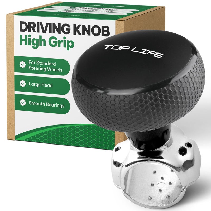TopLife Steering Wheel Knob - Silicone Coated for Extra Grip - Compatible with Any Steering Wheels - Smooth Brodie Suicide Spinner for Car, Tractor, Mower, Boat - Image 1