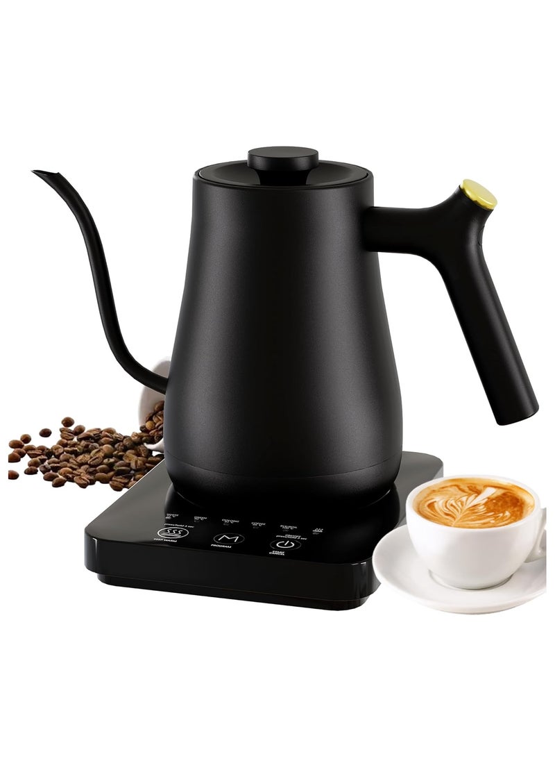 Joshberg Electric Gooseneck Kettle,Coffee Kettle,800ml Water Kettle for Pour-over Coffee & Tea with 5 Preset Temperature Touch Screen Buttons 304 Stainless Steel Coffee and Tea Pot, Black  - Image 1