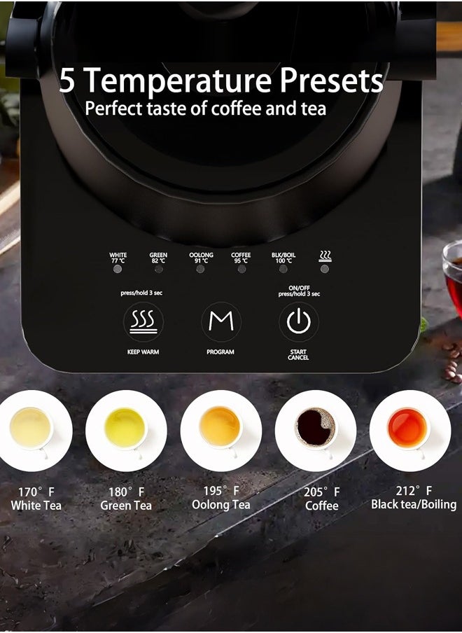 Joshberg Electric Gooseneck Kettle,Coffee Kettle,800ml Water Kettle for Pour-over Coffee & Tea with 5 Preset Temperature Touch Screen Buttons 304 Stainless Steel Coffee and Tea Pot, Black  - Image 2