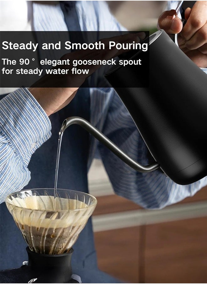 Joshberg Electric Gooseneck Kettle,Coffee Kettle,800ml Water Kettle for Pour-over Coffee & Tea with 5 Preset Temperature Touch Screen Buttons 304 Stainless Steel Coffee and Tea Pot, Black  - Image 5