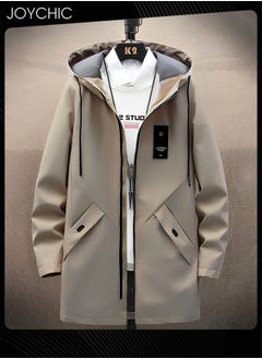 Joychic Casual Hooded Autumn and Winter Warm Windproof Mid Length Trench Coat for Men  - Image 3