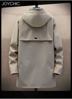 Joychic Casual Hooded Autumn and Winter Warm Windproof Mid Length Trench Coat for Men  - Image 4