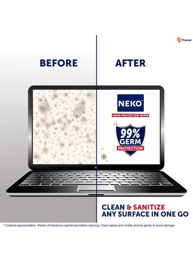 Neko NEKO Multi-Purpose Germ Protection Wipes | Disinfectant Wipes | Wet Wipes for Cleaning | Safe on Skin | Cleans all appliances | Enriched with Aloe vera | 33% Extra Large 80 Wipes Lid pack | Pack of 3 - Image 4