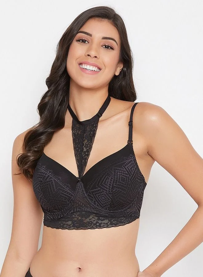 كلوفيا Clovia Padded Underwired Full Cup Bralette in Black - Lace