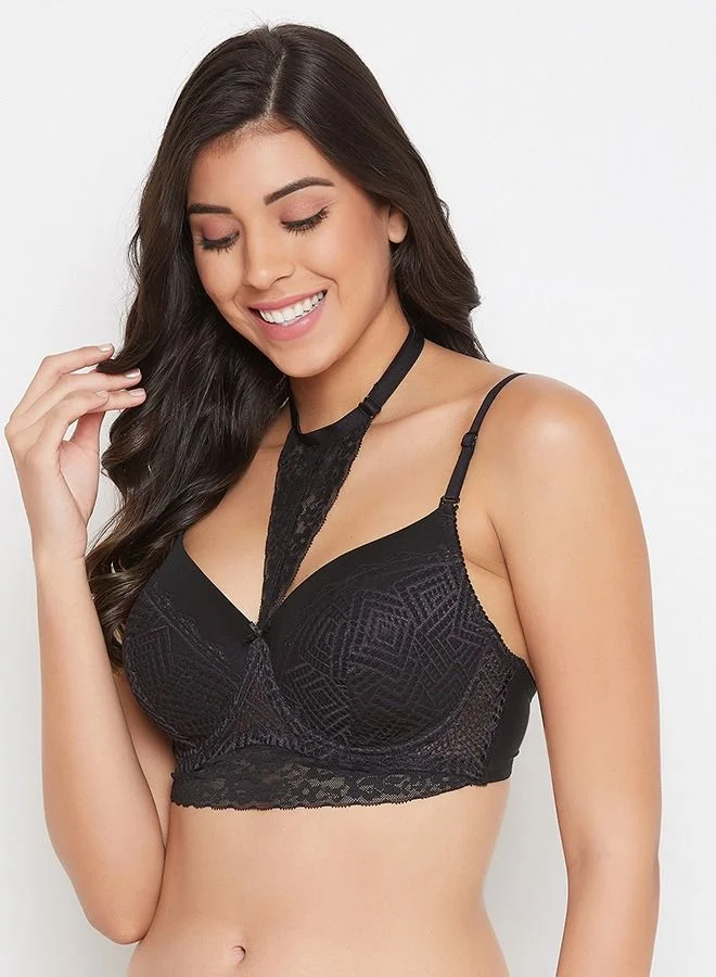 كلوفيا Clovia Padded Underwired Full Cup Bralette in Black - Lace